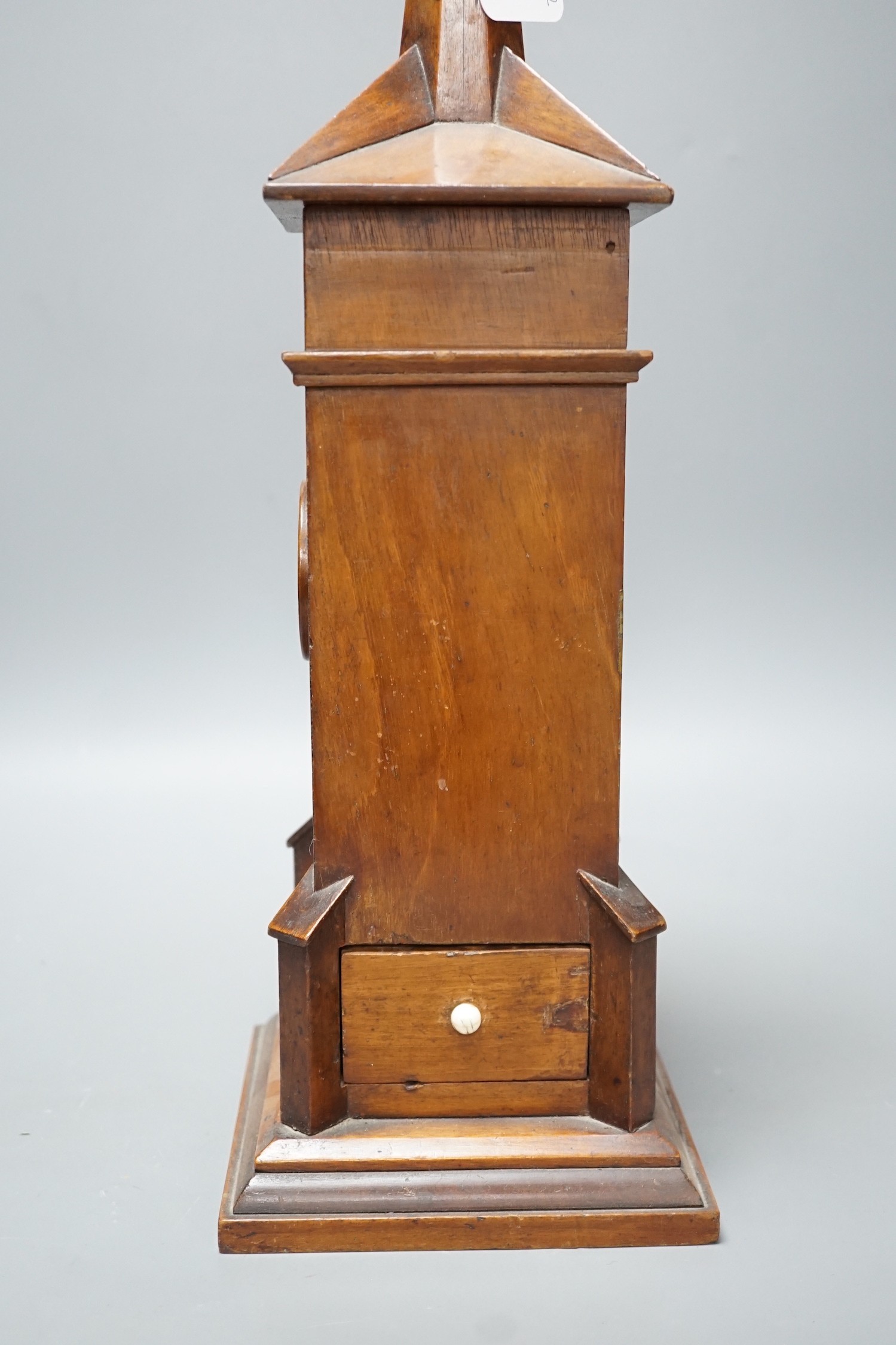 A Victorian mahogany model clock Tower watch holder Height 54 cm